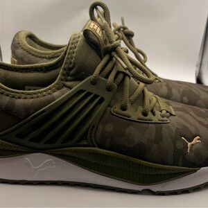 Puma women Olive Green Camouflage Lace-Up Sneakers